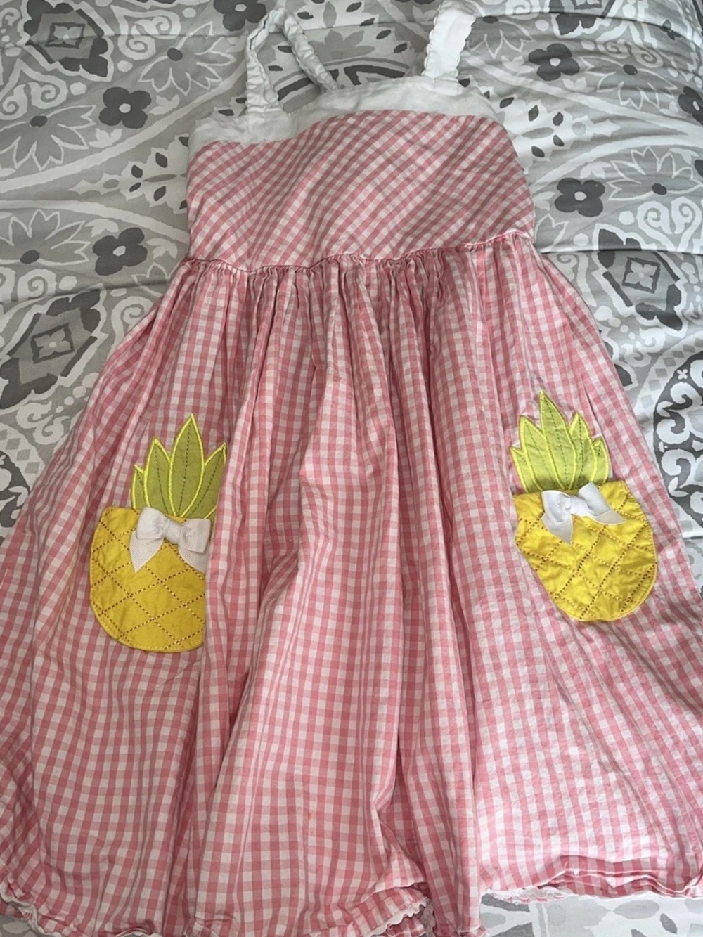 Ricrac And Ruffles Pink Gingham Pineapple Dress Size 10